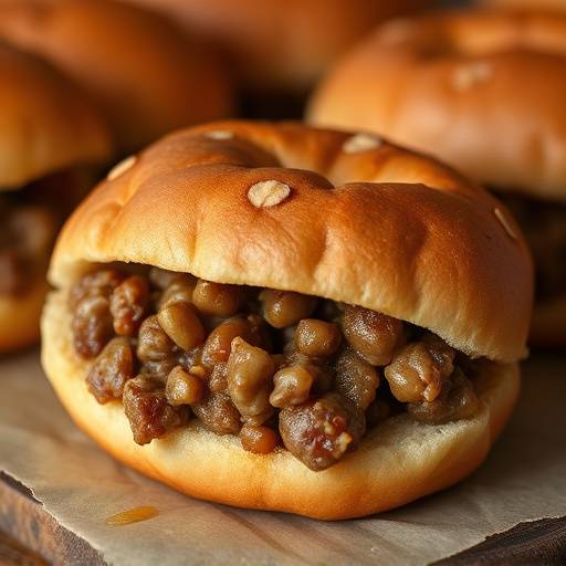 A close-up shot of vetkoek filled with savory mince, showing the golden-brown exterior and rich filling.